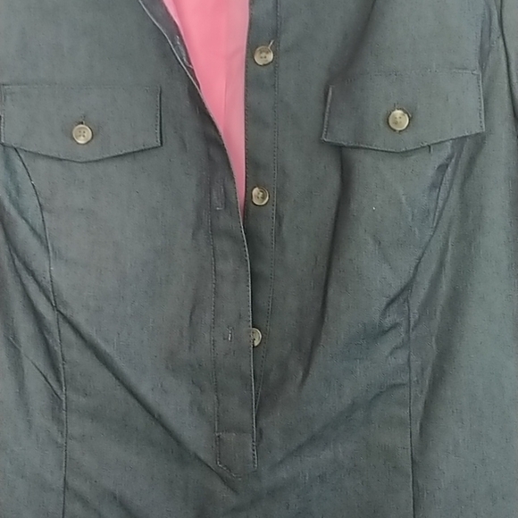 Isaac Mizrahi Shirt Dress Denim Look Navy 4 - Picture 3 of 10